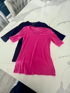 Royalton Women’s Scoop Neck Long Sleeve Tee - Pink & Blue 2 for 1!